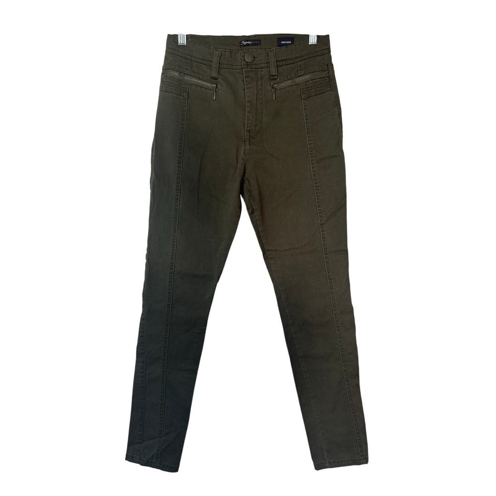 Supplies‎ High Rise Skinny Jeans Women's 6 Army Green Zipper Front Pockets